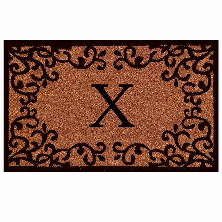 Monogram Door Mat, Natural, Black, 18 in W x 30 in L